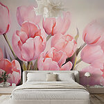 Papier peint Les tulipes blush dansent dans la lumière
