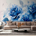 Papier peint Groupe de fleurs bleues