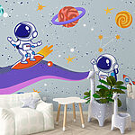 Papier peint Caricature d'astronautes dans l'espace