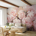 Papier peint Peinture de roses roses