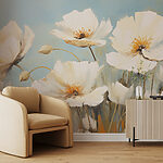 Papier peint Peinture de fleurs blanches