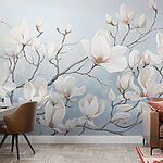 Papier peint Peinture de fleurs blanches sur une branche