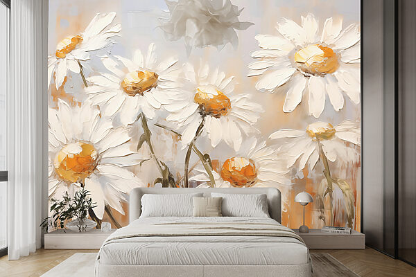 Peinture de fleurs blanches Papier peint Peinture de fleurs blanches