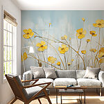 Papier peint Peinture de fleurs jaunes