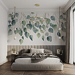Papier peint Feuilles d'eucalyptus en cascade sereine