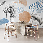 Papier peint Palmiers et formes géométriques