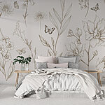 Papier peint Papier peint avec des fleurs et des papillons