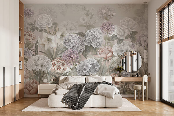 Élégante symphonie florale en fleurs Papier peint Élégante symphonie florale en fleurs
