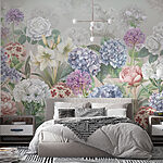 Papier peint Groupe de fleurs sur fond blanc