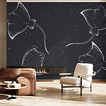 Papier peint Couple de raies sur fond noir