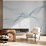 Papier peint Lignes bleues sur fond blanc