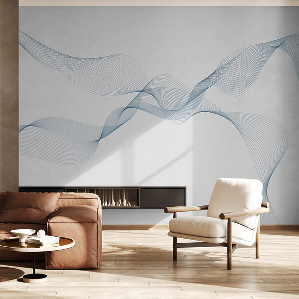 Papier peint Lignes bleues sur fond blanc
