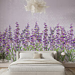 Papier peint Rangée de fleurs violettes