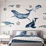 Papier peint Groupe de baleines et de poissons
