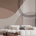 Papier peint Fond brun et blanc avec des lignes et des cercles