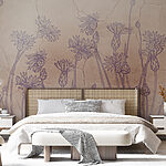 Papier peint Dessin de fleurs sur un mur