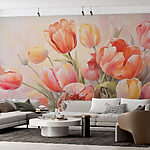 Papier peint Peinture de fleurs sur fond blanc