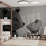 Papier peint Caricature d'un ours et d'une souris
