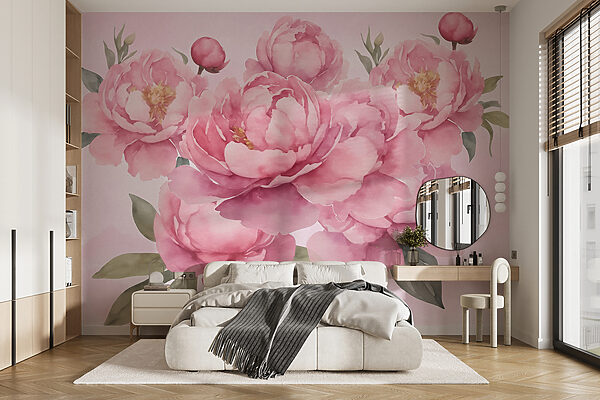 Groupe de fleurs roses Papier peint Groupe de fleurs roses