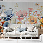 Papier peint Peinture de fleurs et d'herbe