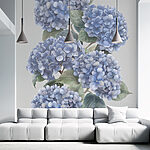 Papier peint Hortensias bleus en délicate floraison
