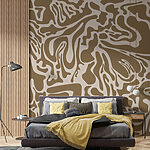 Papier peint Motif marron et blanc