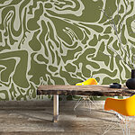 Papier peint Motif vert et blanc