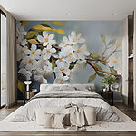 Papier peint Fleurs blanches sur une branche