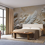 Papier peint Motif floral blanc sur un mur