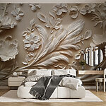 Papier peint Motif floral blanc sur un mur