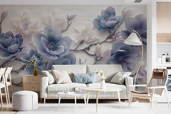 Papier peint Élégance fleurie dans des tons doux