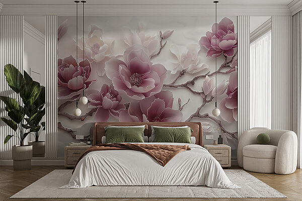 Des fleurs élégantes dans des tons doux Papier peint Des fleurs élégantes dans des tons doux