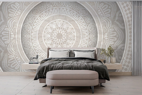 Motif circulaire sur une surface blanche Papier peint Motif circulaire sur une surface blanche