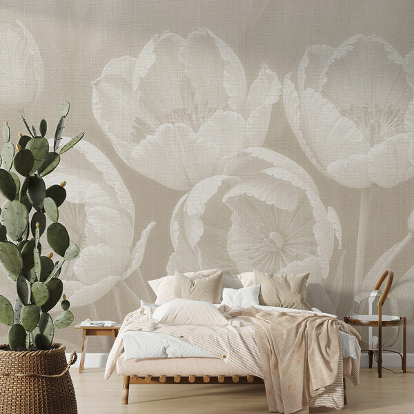 Élégante présentation florale en sépia Papier peint Élégante présentation florale en sépia