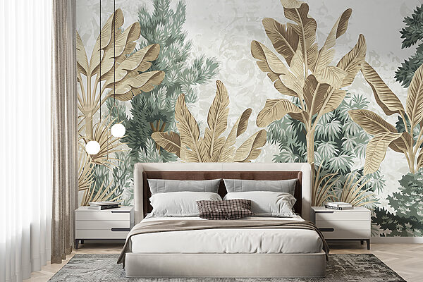 Papier peint avec une variété de plantes Papier peint Papier peint avec une variété de plantes