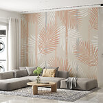 Papier peint Motif de feuilles sur un mur