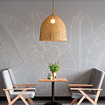 Papier peint Dessin au trait blanc de feuilles