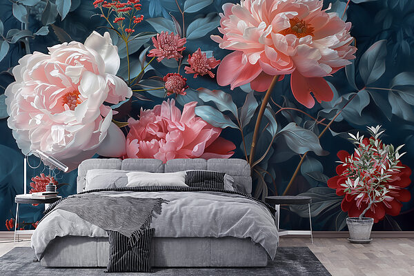 Groupe de fleurs sur une plante Papier peint Groupe de fleurs sur une plante