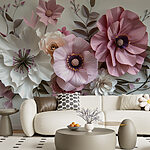 Papier peint Groupe de fleurs en papier