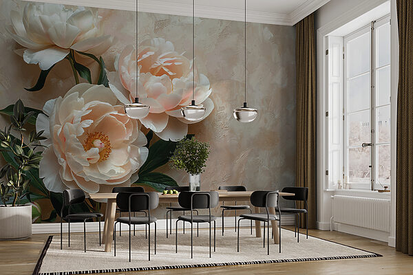 Groupe de fleurs blanches Papier peint Groupe de fleurs blanches