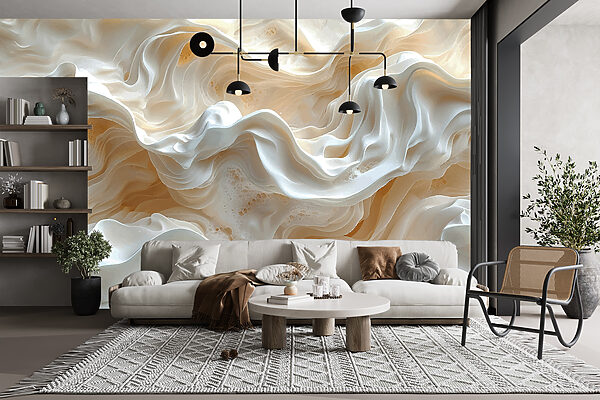 Vagues crémeuses dans un paysage surréaliste Papier peint Vagues crémeuses dans un paysage surréaliste