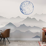 Papier peint Lune sur les montagnes