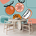 Papier peint Groupe d'oranges et verre d'eau