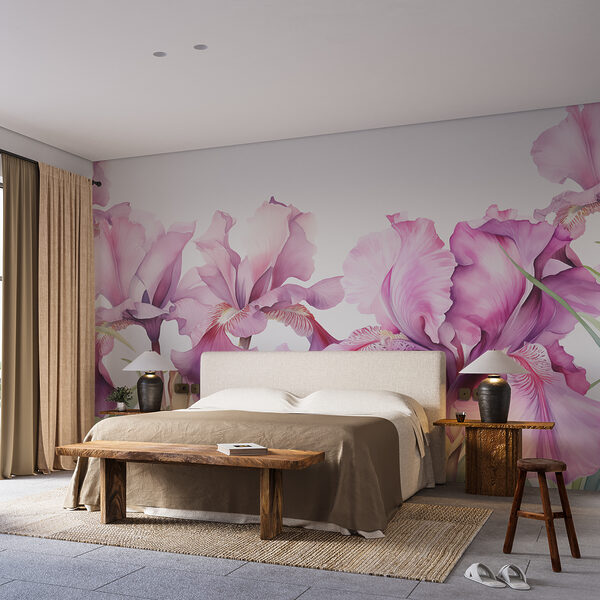 Rangée de fleurs violettes Papier peint Rangée de fleurs violettes