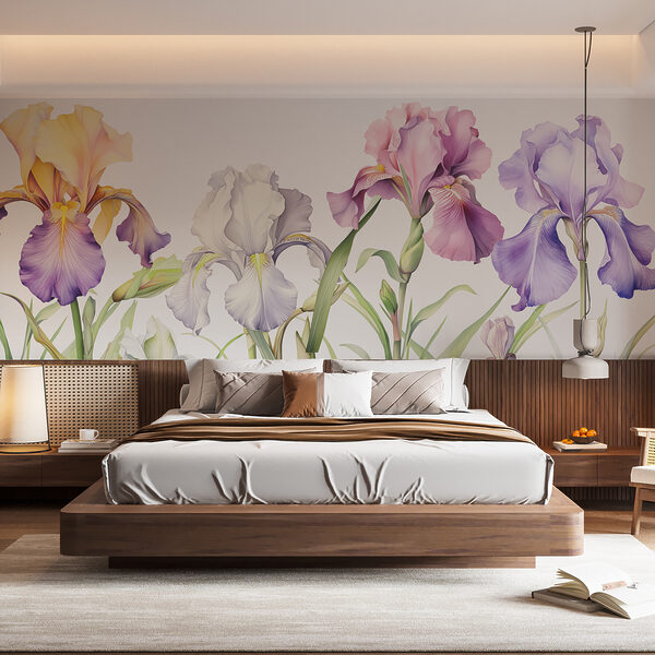 Rangée de fleurs colorées Papier peint Rangée de fleurs colorées