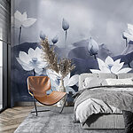 Papier peint Groupe de fleurs blanches