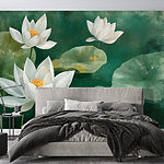 Papier peint Fleurs et feuilles blanches