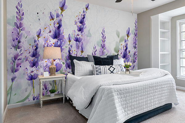 Groupe de fleurs violettes Papier peint Groupe de fleurs violettes