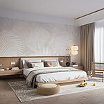 Papier peint Feuilles blanches sur fond clair