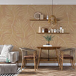 Papier peint Motif de feuilles sur fond brun